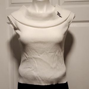 NWT Emma James Petite A Liz Claiborne Company Ribbed White Cowl Sleeveless - MP